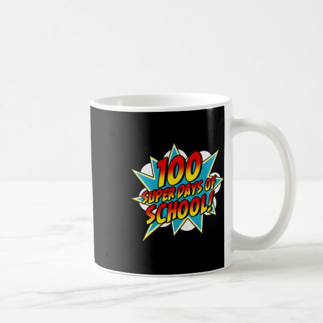 Days Of School Happy 100th School Days Superhero T Coffee Mug (Right)