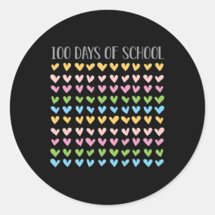 Days Of School Hearts 100th Vintage Teacher Retro Classic Round Sticker