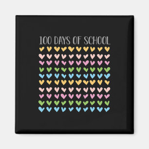 Days Of School Hearts 100th Vintage Teacher Retro Magnet