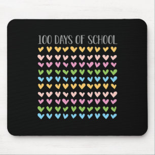 Days Of School Hearts 100th Vintage Teacher Retro Mouse Pad