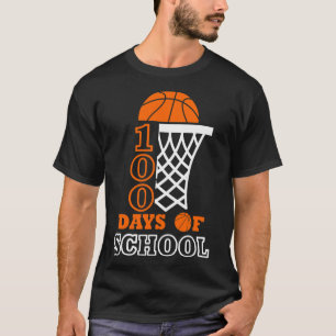 Days Of School Kids Basketball 100th Day Of School T-Shirt