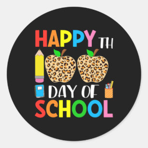Days Of School Leopard Print Teacher And Student 1 Classic Round Sticker