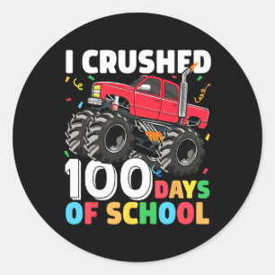 Days Of School Monster Truck 100th Day Of School B Classic Round Sticker