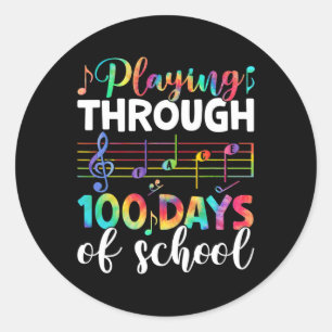 Days Of School Music Teacher Student Gifts 100th D Classic Round Sticker