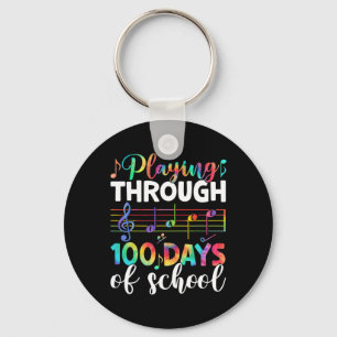 Days Of School Music Teacher Student Gifts 100th D Key Ring