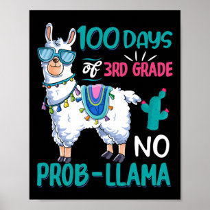 Days Of School No Probllama Llama 3rd Grade Teache Poster