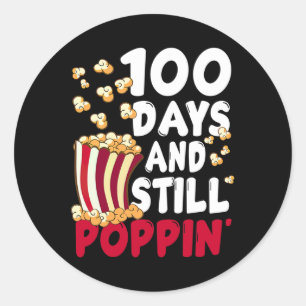 Days Of School Popcorn Teacher Boy Girl Still Popp Classic Round Sticker