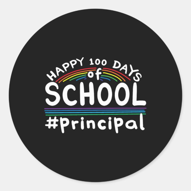 Days Of School Principal  Classic Round Sticker (Front)