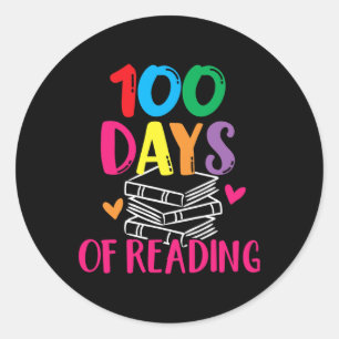 Days Of School Reading English Teacher Books Stack Classic Round Sticker