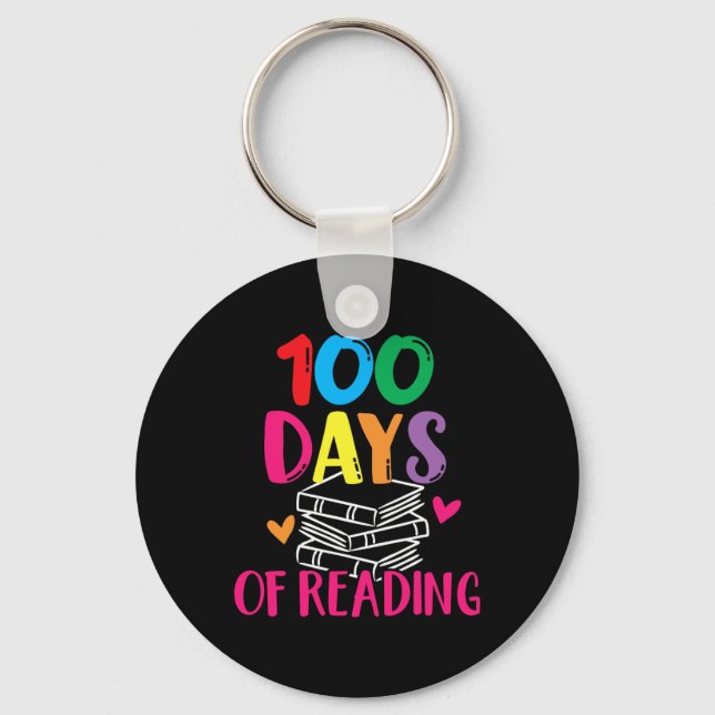 Days Of School Reading English Teacher Books Stack Key Ring (Front)