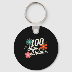 Days Of School Retro Teacher Student Kindergarten Key Ring