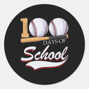 Days Of School Sports Game Baseball Player Student Classic Round Sticker
