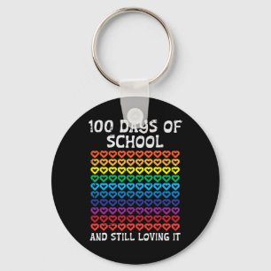 Days Of School Still Loving It Hearts 100th Teache Key Ring