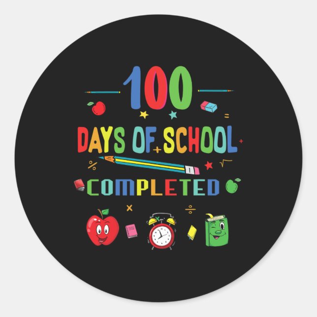 Days Of School Teacher And Student 1  Classic Round Sticker (Front)