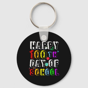 Days Of School Teacher And Student Happy 100 Days  Key Ring