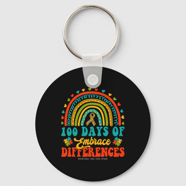 Days Of School Teacher Autism Iep Embrace Differen Key Ring (Front)