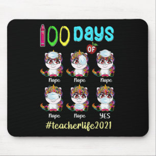 Days Of School Teacher Unicorn Wearing Mask Wrong Mouse Pad