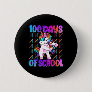 Days Of School Unicorn 100 Days Smarter 100th Day 6 Cm Round Badge