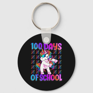 Days Of School Unicorn 100 Days Smarter 100th Day Key Ring