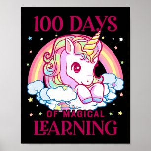 Days Of School Unicorn Girls Teacher 100th Day Of Poster