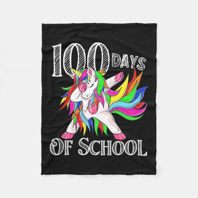 Days Of School Unicorn Happy Magical 100 Days Teac Fleece Blanket (Front)