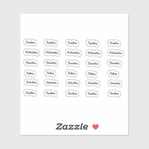 Days of the Week Brush Letter Stickers