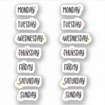 Days of the Week Cute Floral Black Handwriting