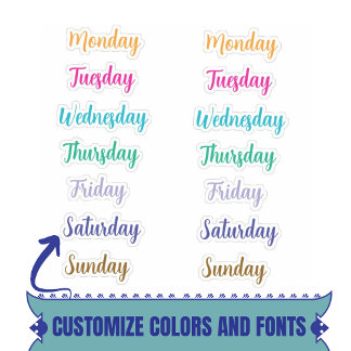 Days of The Week Decorative Custom Stickers