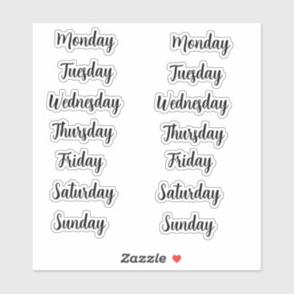 Days of The Week Decorative Custom Stickers