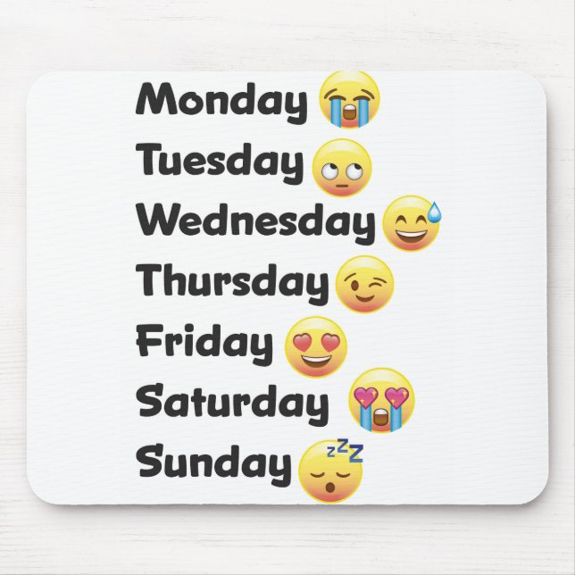 Days of the Week Emoji Computer Mouse Pad (Front)