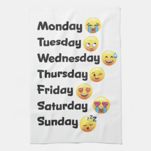 Days of the Week Emoji Kitchen Dish Towel