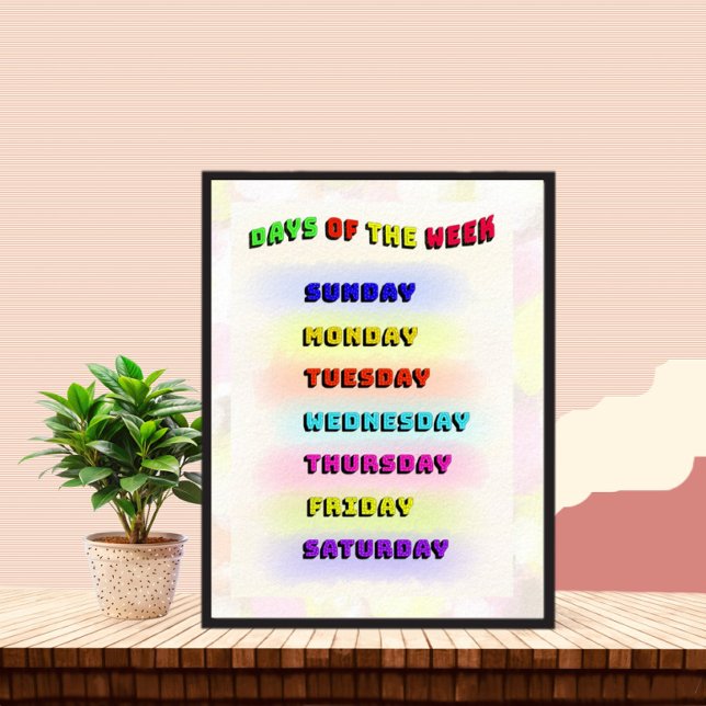 Days of the week learning poster (Creator Uploaded)