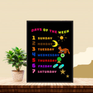Days of the week learning poster