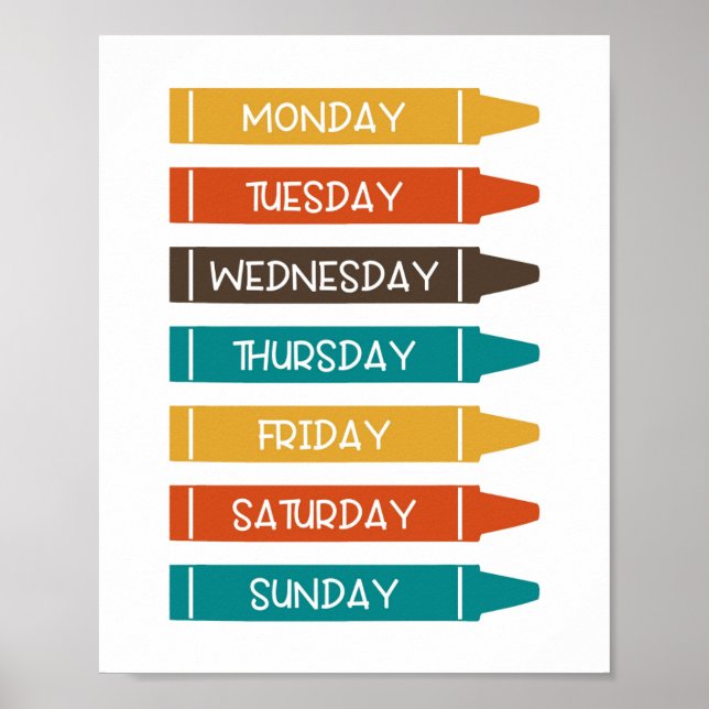 Days of the week Nursery Wall Art (Front)
