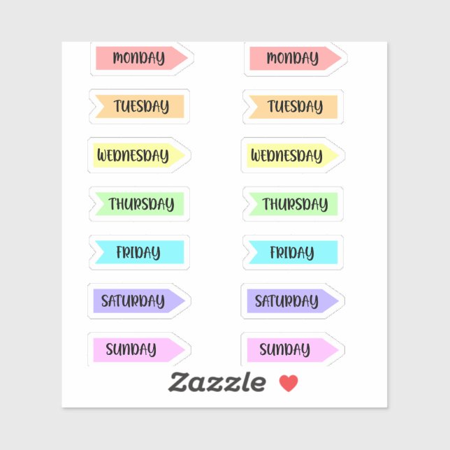 Days of the Week Pastel Rainbow Planner Script (Sheet)