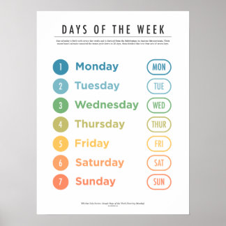 Days of the Week (Simple) Poster