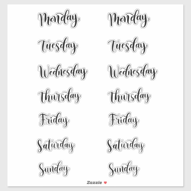 Days of The Week Sticker (Sheet)