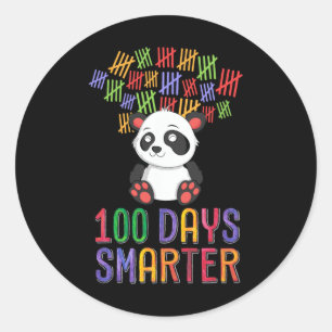 Days Smarter 100th Day Of School Outfit Panda Teac Classic Round Sticker