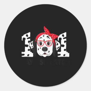 Days Smarter 101st Day School Dalmatian Dog Teache Classic Round Sticker
