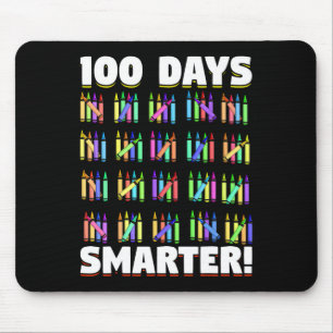Days Smarter Crayons Student Gift 100 Days Of Scho Mouse Pad