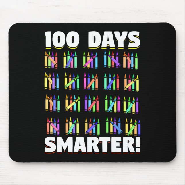Days Smarter Crayons Student Gift 100 Days Of Scho Mouse Pad (Front)