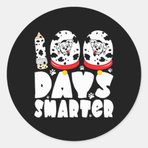 Days Smarter Dalmatian Dog 100 Days Of School Boys Classic Round Sticker