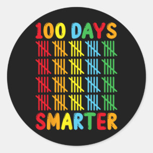 Days Smarter Fun Tally Teacher And Students Novelt Classic Round Sticker