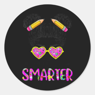 Days Smarter Girls Messy Bun Cute 100th Day Of Sch Classic Round Sticker