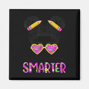 Days Smarter Girls Messy Bun Cute 100th Day Of Sch Magnet