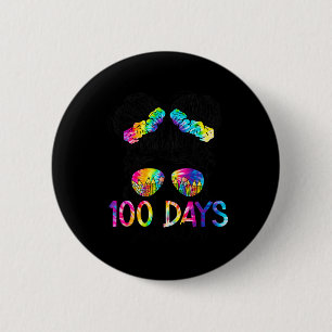 Days Smarter Happy 100 Days Of School Messy Bun Gi 6 Cm Round Badge