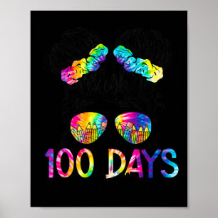Days Smarter Happy 100 Days Of School Messy Bun Gi Poster