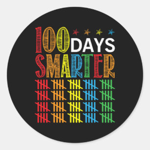 Days Smarter Happy 100th Day Of School Student Tea Classic Round Sticker