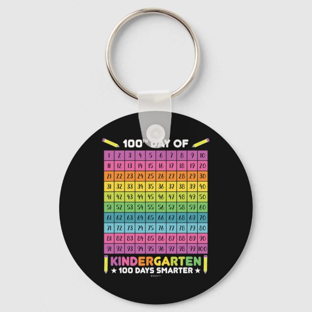 Days Smarter Kindergarten Students 100th Day Of Sc Key Ring (Front)
