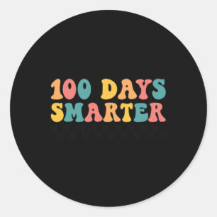 Days Smarter Retro Groovy 100 Days Of School Classic Round Sticker